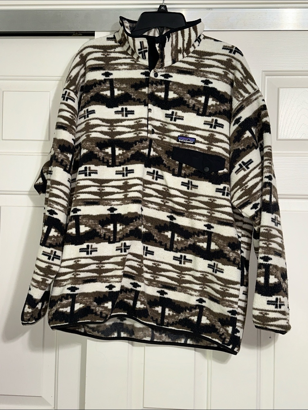 Patagonia Synchilla Snap T Fleece Pullover in Sheperd Knit Birch White Aztec